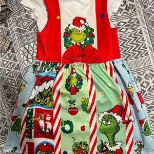 Kids Grinch Christmas Costume Dress - Red, Green, Blue